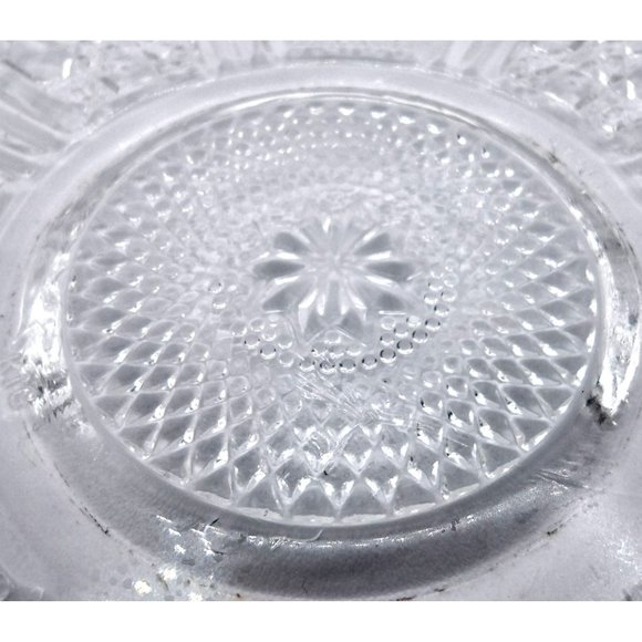Small Plates Saucers Clear Glass Cut Daisey and Cane  Malaysian Marked Set of 3 - Picture 10 of 13